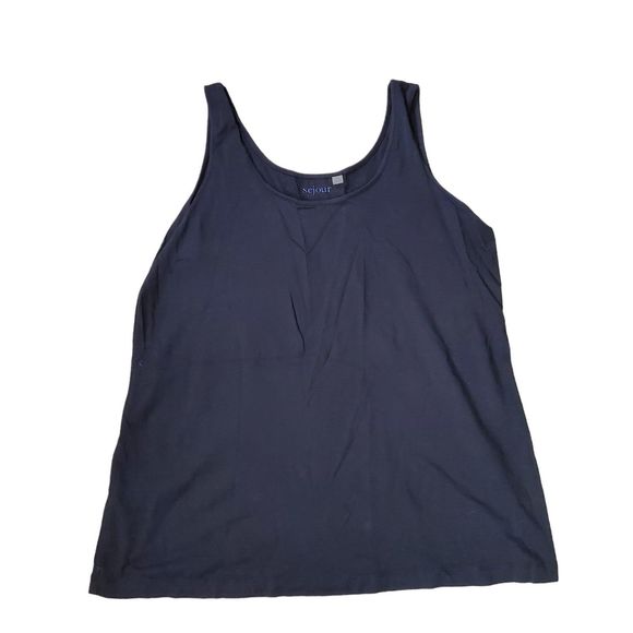 Sejour Supima Cotton Modal Tank Top Black sz 1X Soft - Picture 1 of 4